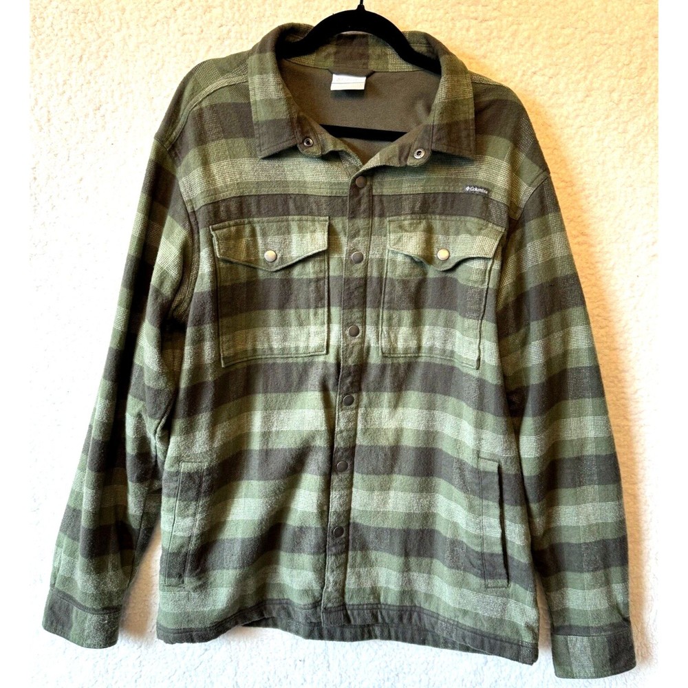 Columbia Omni Wick Green Plaid Trail Lumberjack Shirt Men's Large Shacket‎